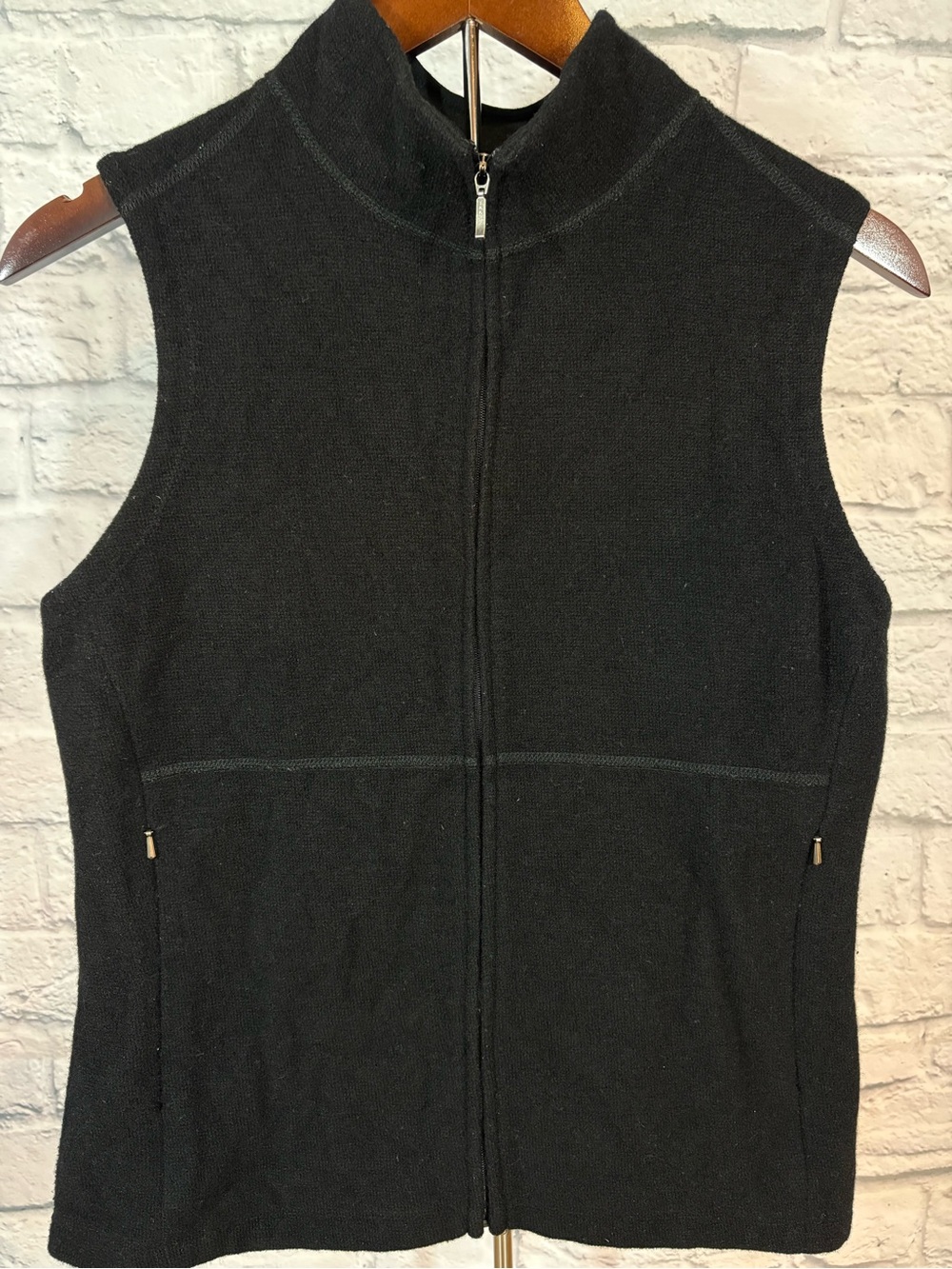 ibex Black Carrie Merino Wool Sleeveless Zip-Up Vest Women’s Medium